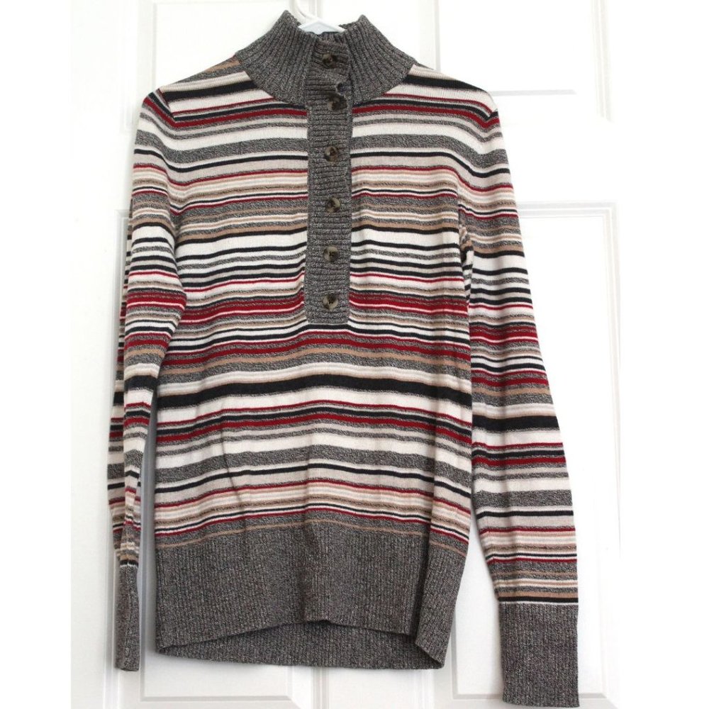 Eddie Bauer  Henley striped mens Multicolor striped Sweater NWOT Size?